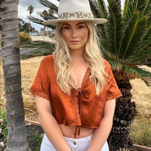 Cropped tie satin top